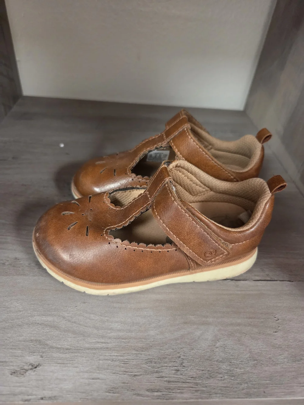 Stride Rite Toddler Tan Leather T-Strap Mary Janes